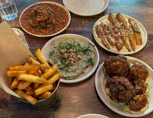 Mezze and chips   at Koocha Mezze Bar in Bristol