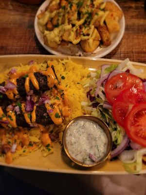 Kebab and rice at Koocha Mezze Bar in Bristol