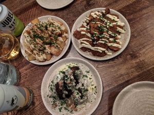 3 mezze for £18. We went for the spinach balls, oyster wings and potatoes (can't remember the names of the actual dishes!) at Koocha Mezze Bar in Bristol