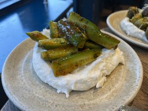 Whipped feta and cucumber  at Koocha Mezze Bar in Bristol