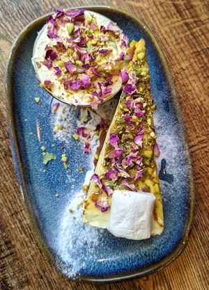 Pistachio and marshmallow cheesecake (8/10) at Koocha Mezze Bar in Bristol