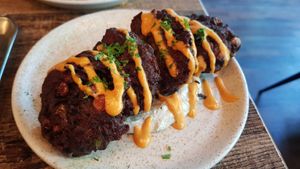 Sweetcorn fritters at Koocha Mezze Bar in Bristol