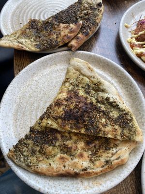 Zaatar Laffa Bread (1 portion split between 2 plates)  at Koocha Mezze Bar in Bristol