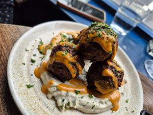 Sweetcorn fritters at Koocha Mezze Bar in Bristol