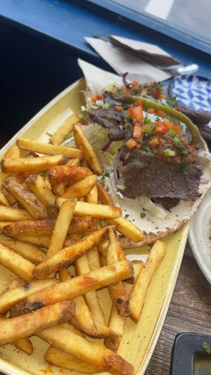 Doner and fries   at Koocha Mezze Bar in Bristol