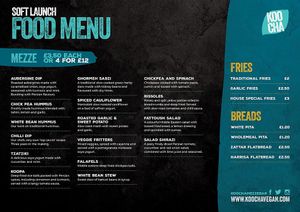 Menu (June 2018) at Koocha Mezze Bar in Bristol