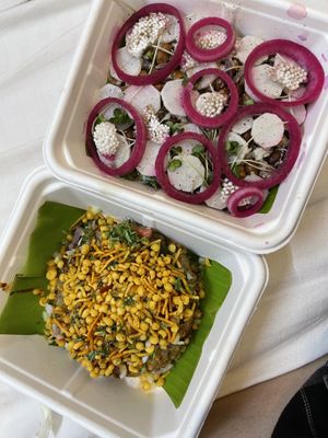 Black channa radish salad (top) and sweet potato & sabudana tikki chaat (bottom)  at Go Native - Jayanagar in Bangalore