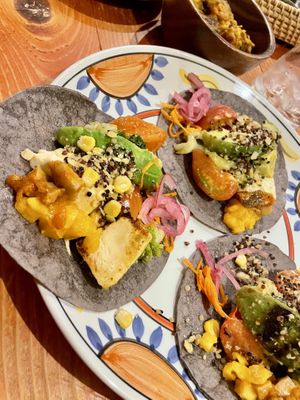 Vegan tacos (comes with a chilli bean dish on side)   at TacoTaco in Hakuba