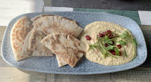 Pitta bread and hummus   at The Magic Roundabout in Bowness-on-windermere