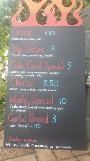 Celtic Crust pizza takeaway menu in Pembrokeshire at Celtic Crust Food Trailer in Fishguard