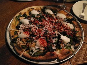 Coconut flakes as cheese shreds, very creative at Otomat in Leuven