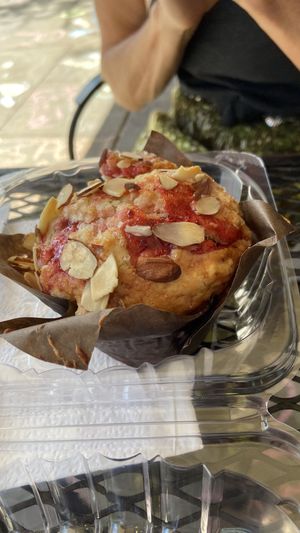 Cherry almond muffinns  at Honey Bee Bakery in Medina