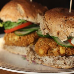 Falafel Burgers at The Yoga Kitchen in East Dunbartonshire