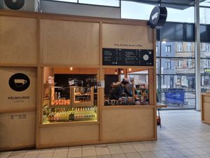 From the side, inside railway station at Melbourne Coffee in Antwerpen