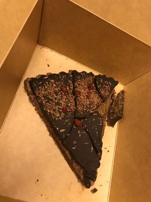 Close-up of a tasty chocolate tart at Happy Blender in Athens