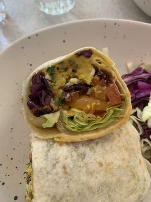 Vegan breakfast burrito   at Happy Blender in Athens
