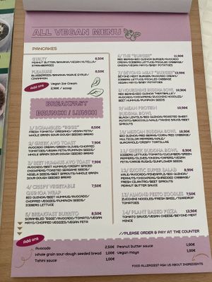 Vegan food menu  at Happy Blender in Athens