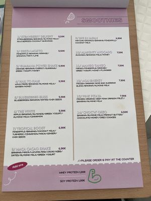 Smoothie options   at Happy Blender in Athens