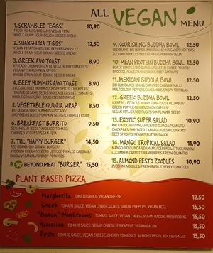 Menu at Happy Blender in Athens