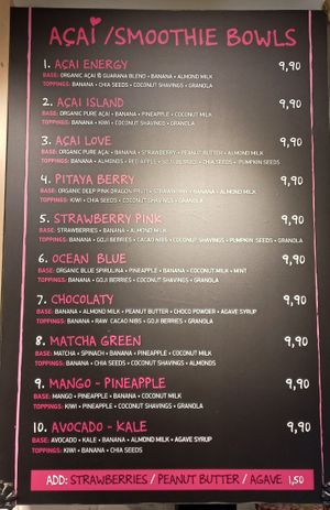 Menu at Happy Blender in Athens