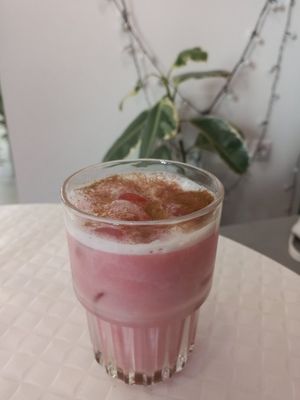 Pink Latte at Happy Blender in Athens