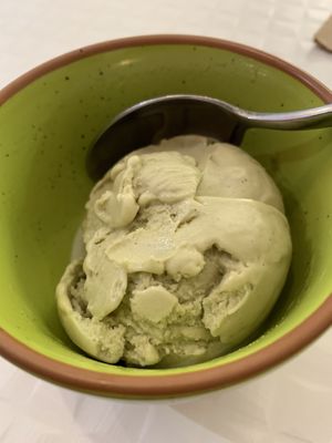 Pistachio vegan ice cream — quite sweet, quite good, and it hit the spot on a muggy late afternoon in Athens    at Happy Blender in Athens