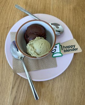 Chocolate and Pistachio Ice Cream   at Happy Blender in Athens
