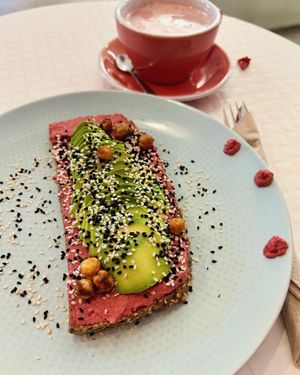 Beet Hummus Avo Toast  at Happy Blender in Athens