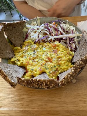 Scrambled “Eggs"  at Happy Blender in Athens