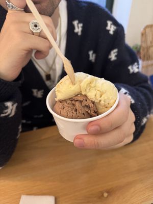Vanilla and hazelnut ice creamm  at Happy Blender in Athens