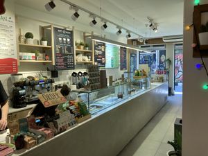 Counter where you order your food  at Happy Blender in Athens
