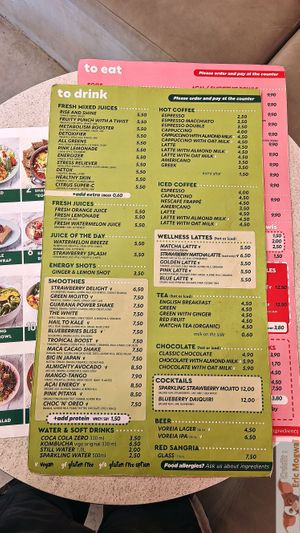 To drink menu at Happy Blender in Athens