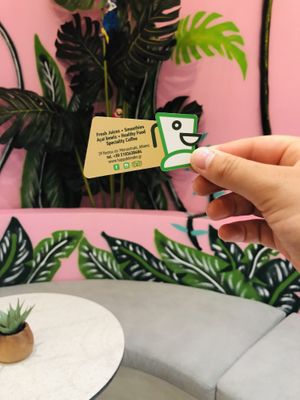 Other side of their business card  at Happy Blender in Athens