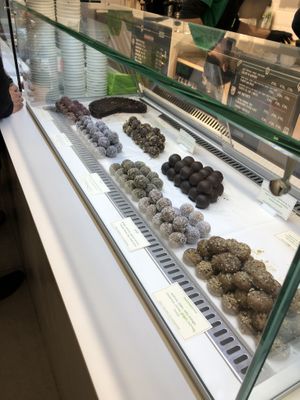 Some of their raw vegan desserts at Happy Blender in Athens