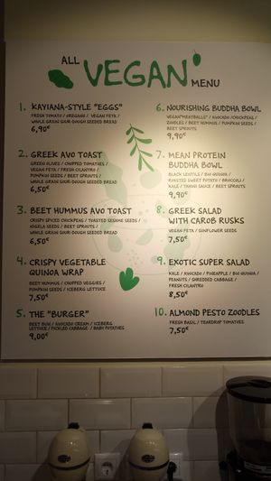 All vegan menu  at Happy Blender in Athens