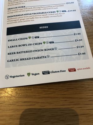 Nice clear vegan options. Always enjoy my meal more knowing they take it seriously  at The Knights Table in Settle