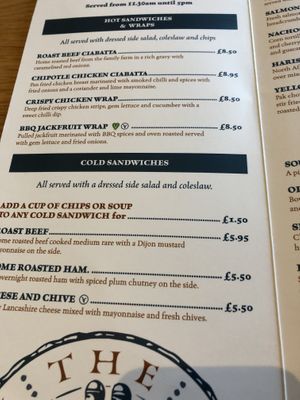 Lunch menu  at The Knights Table in Settle