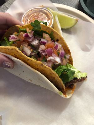 Vegan Tostaco at Guacamaya Oasis in Downey