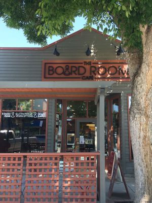 Outside of the cafe at The Board Room Cafe in Grand Forks