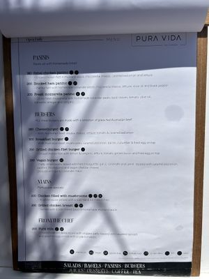 Menu  at Pura Vida Cafe & Restaurant in Koh Phangan