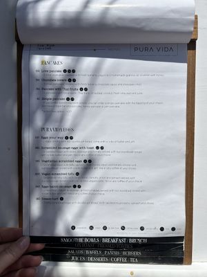 Menu  at Pura Vida Cafe & Restaurant in Koh Phangan