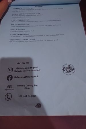 Menu Dessert at Omang Omang in Manggis