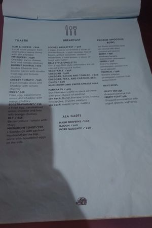 Menu breakfast at Omang Omang in Manggis