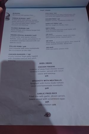 Menu at Omang Omang in Manggis