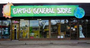 outside the store at Earth's General Store in Edmonton