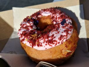 Delicious donut. at Vegan Bowls in Barcelona