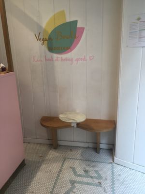 One of 2 tiny seat places  at Vegan Bowls in Barcelona
