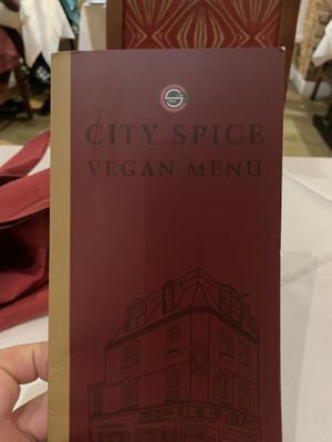 City Spice Vegan Menu  at City Spice in East London