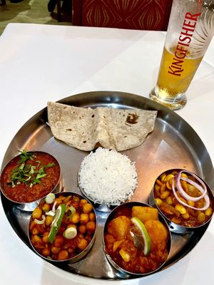 Shahi Sahakari Thali £18.95 - Shahi Sahakari loosely translates as "The vegan king".  at City Spice in East London