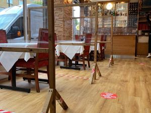 City Spice, Plexiglass screens and a one way system in order to limit the spread of coronavirus while enjoying award-winning vegan Indian cuisine.  at City Spice in East London